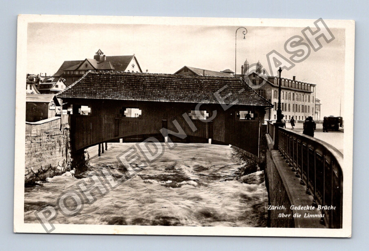Pohlednice Švýcarsko Curych krytý most přes Limmat 1935 (M42396)