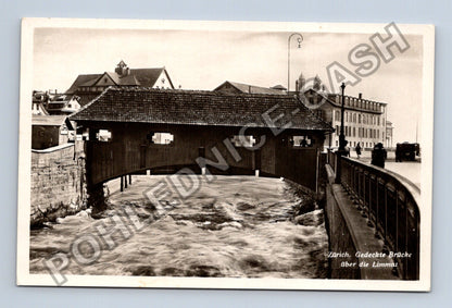 Pohlednice Švýcarsko Curych krytý most přes Limmat 1935 (M42396)