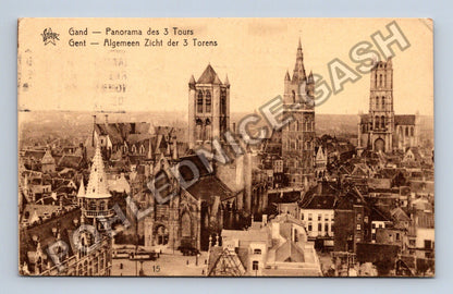 Pohlednice Belgie Gent panorama 3 věží 1930 (M42401)