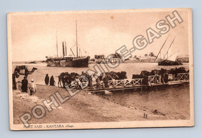 Pohlednice Egypt Port Said Kantara village lodě velbloudi (M42413)