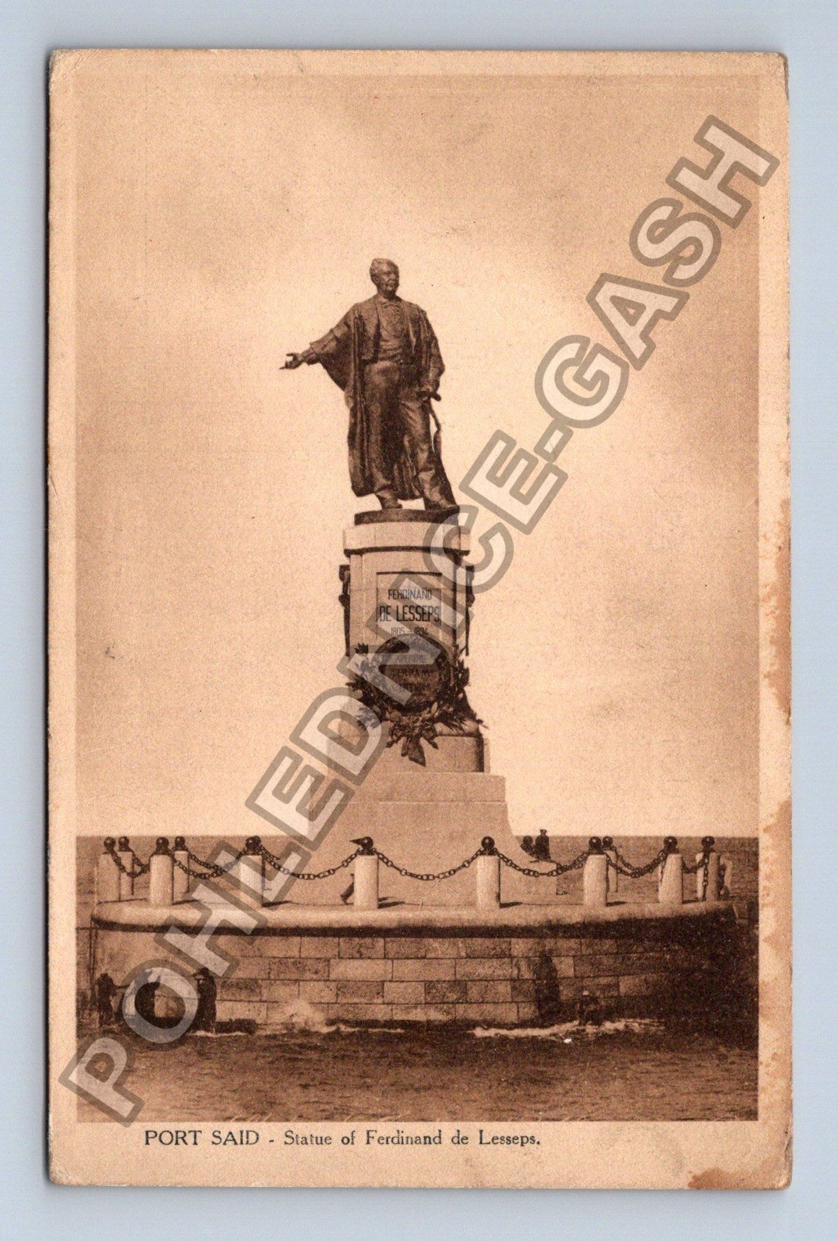 Pohlednice Egypt Port Said socha Ferdinanda de Lessepse (M42416)