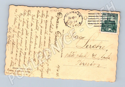 Pohlednice Praha Pražský hrad večerní nálada 1921 (M4242)