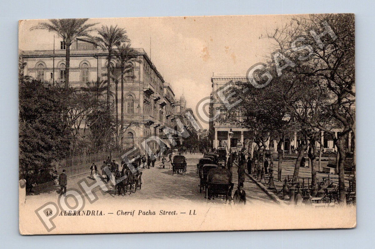 Pohlednice Egypt Alexandria Cherif Pacha Street 1921 (M42423)