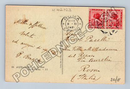 Pohlednice Egypt Alexandria Cherif Pacha Street 1921 (M42423)