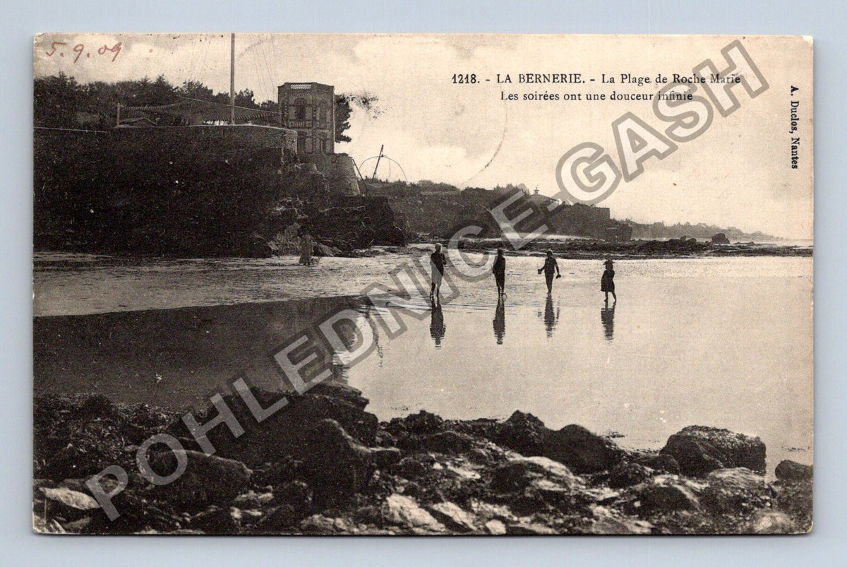 Pohlednice Francie La Bernerie La Plage de Roche Marie 1909 (M42435)