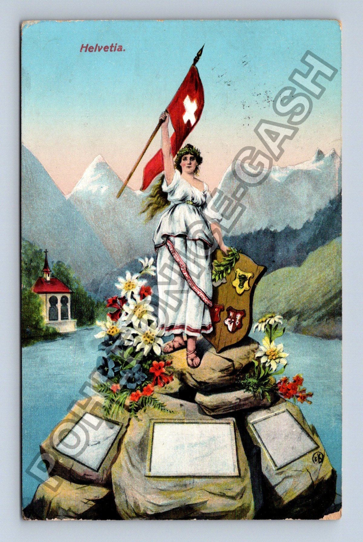 Pohlednice Švýcarsko Helvetia alegorie hor 1911 (M42453)