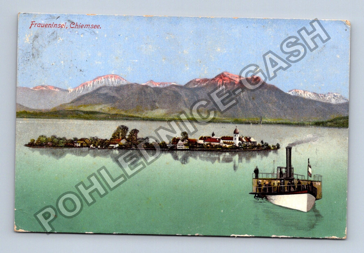 Pohlednice Fraueninsel Chiemsee parník hory (M42464)
