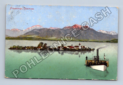 Pohlednice Fraueninsel Chiemsee parník hory (M42464)