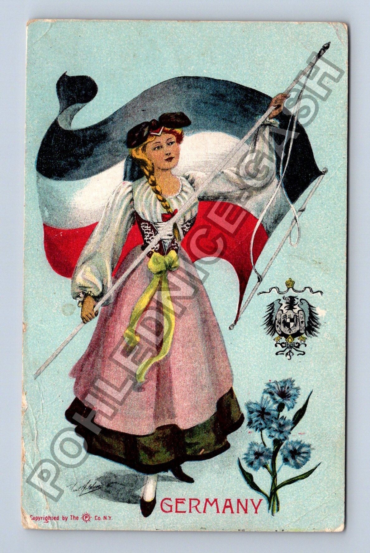 Pohlednice Germany dívka s vlajkou 1907 (M42467)