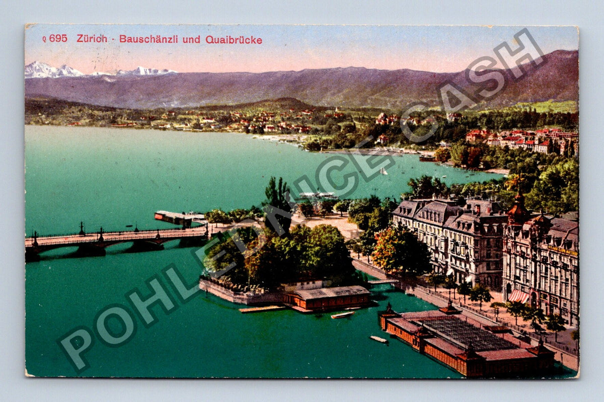 Pohlednice Švýcarsko Curych Bauschänzli Quaibrücke 1915 (M42491)