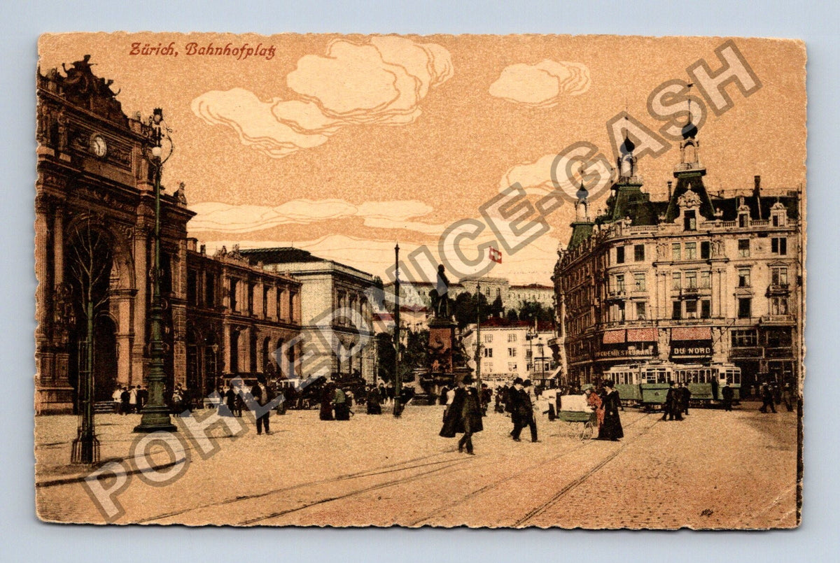 Pohlednice Švýcarsko Curych Bahnhofplatz 1918 (M42495)