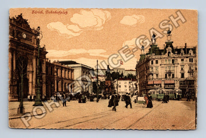 Pohlednice Švýcarsko Curych Bahnhofplatz 1918 (M42495)