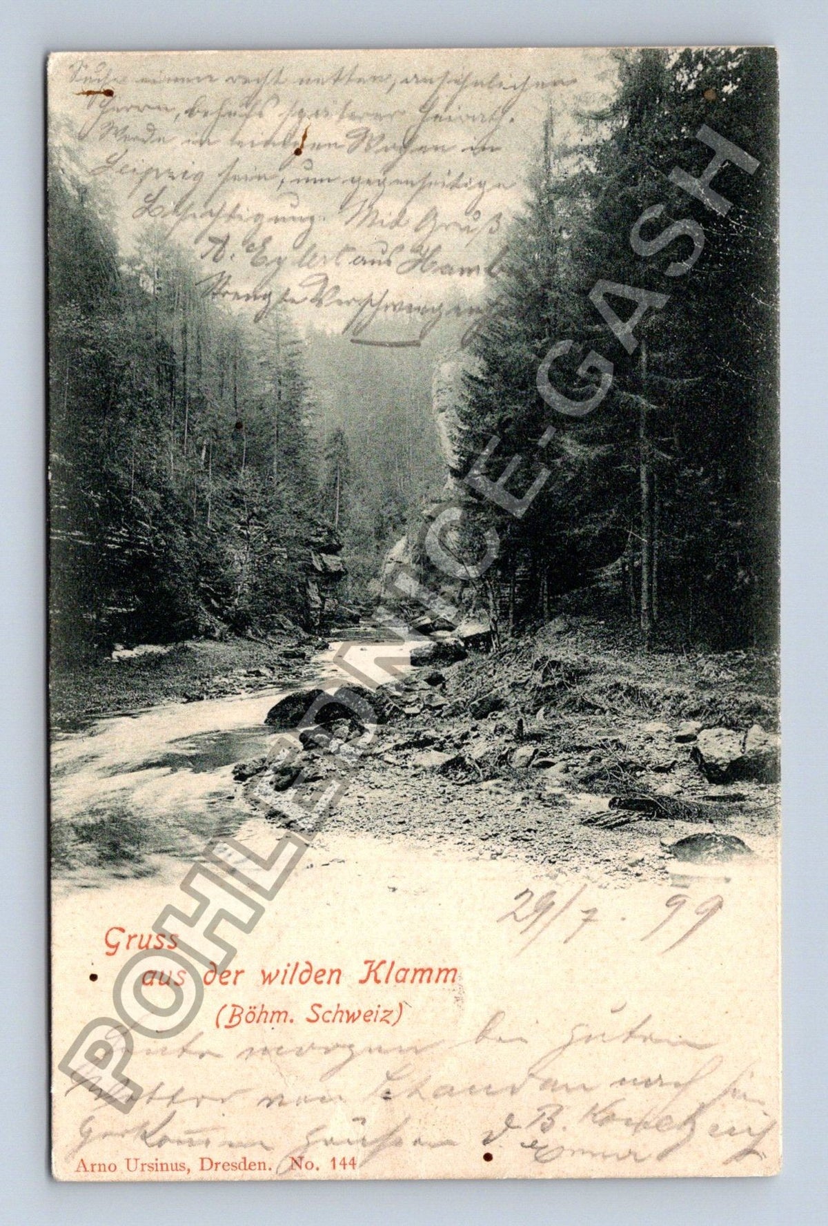 Pohlednice Gruss aus der wilden Klamm Böhm Schweiz 1899 (M42514)