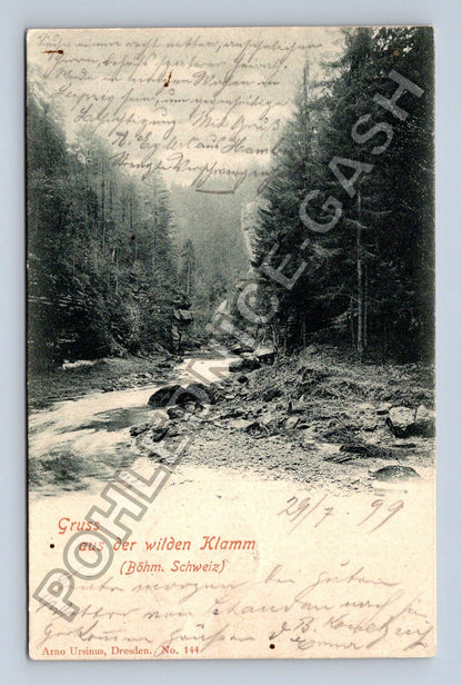 Pohlednice Gruss aus der wilden Klamm Böhm Schweiz 1899 (M42514)