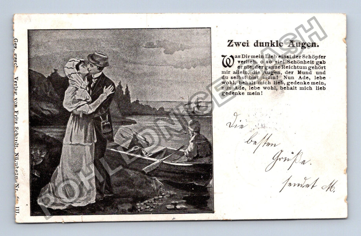 Pohlednice Německo Dvě tmavé oči loučení 1905 (M42525)