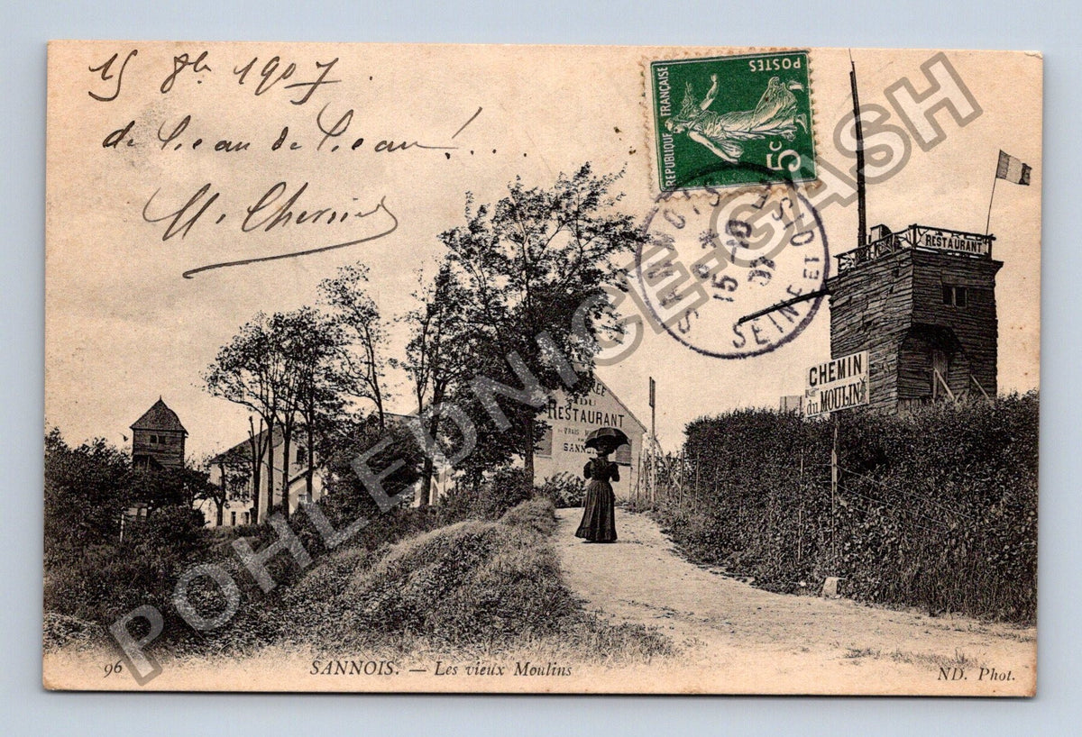 Pohlednice Francie Sannois Les vieux Moulins 1907 (M42540)
