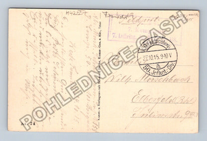 Pohlednice Belgie Rouwers zničené domy kostel 1915 (M42557)