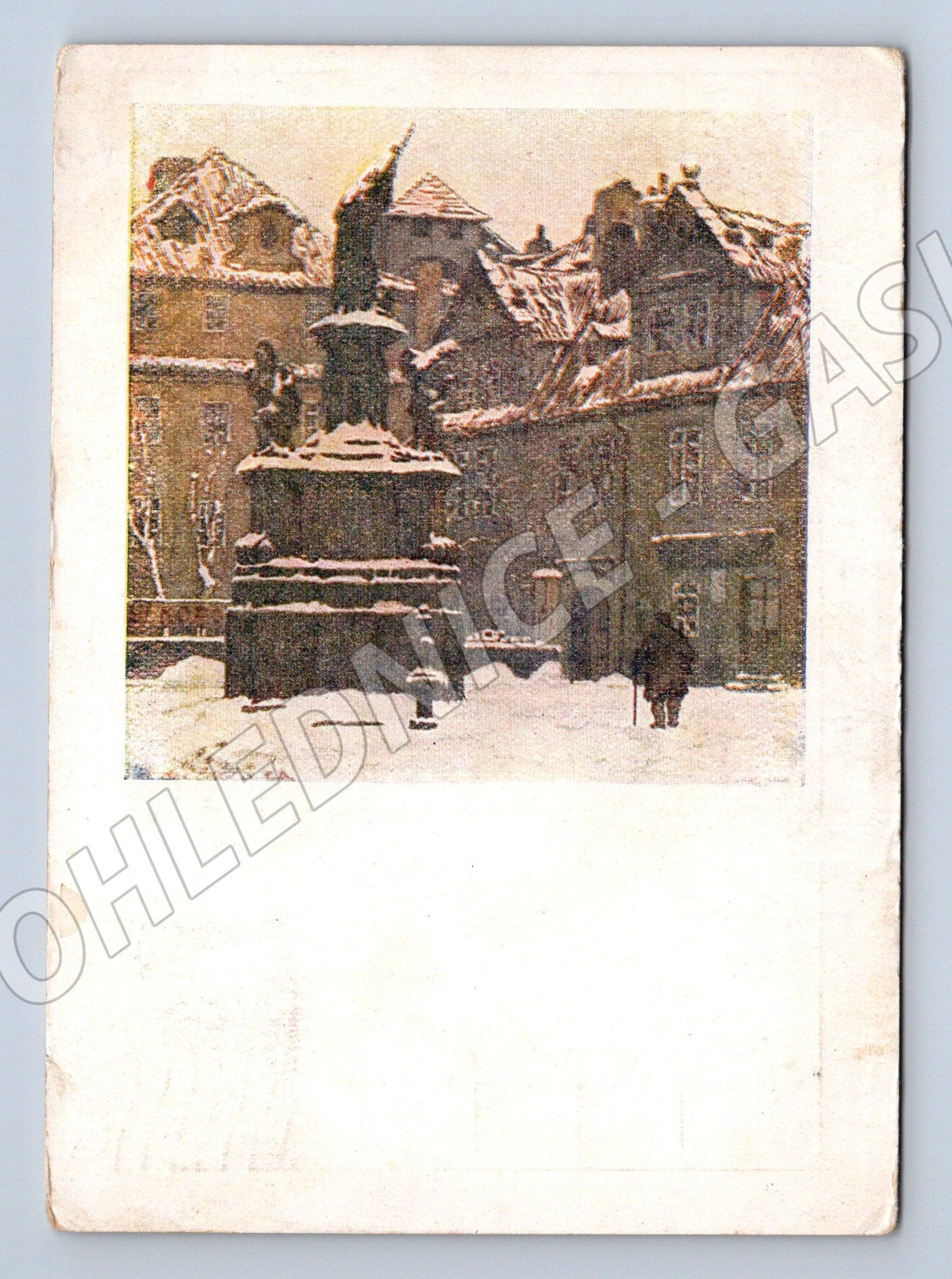 Pohlednice Praha Malostranské náměstí v zimě motiv (M4256)