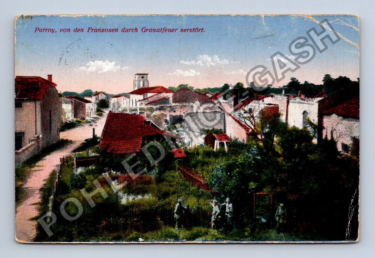 Pohlednice Parroy zničené Francouzi granátovou palbou 1916 (M42561)