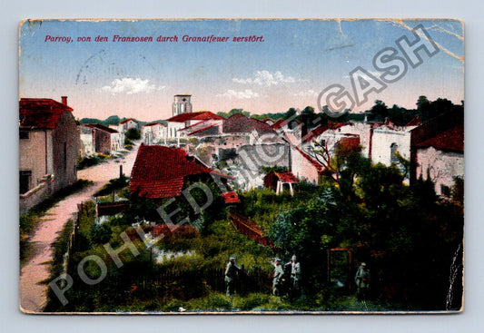 Pohlednice Parroy zničené Francouzi granátovou palbou 1916 (M42561)