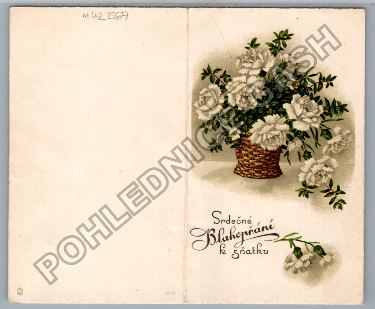 Pohlednice Svatební blahopřání květiny 1942 (M42569)