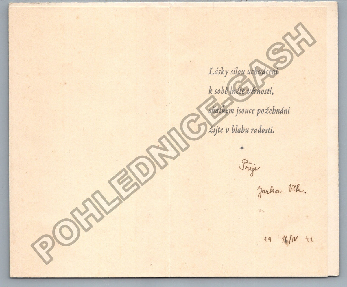 Pohlednice Svatební blahopřání květiny 1942 (M42569)