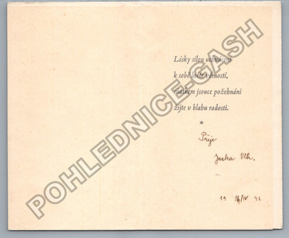 Pohlednice Svatební blahopřání květiny 1942 (M42569)