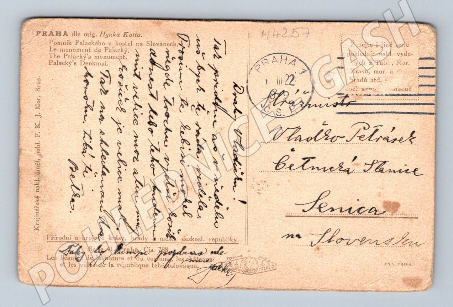 Pohlednice Praha Pomník Palackého a Slovany 1922 (M4257)