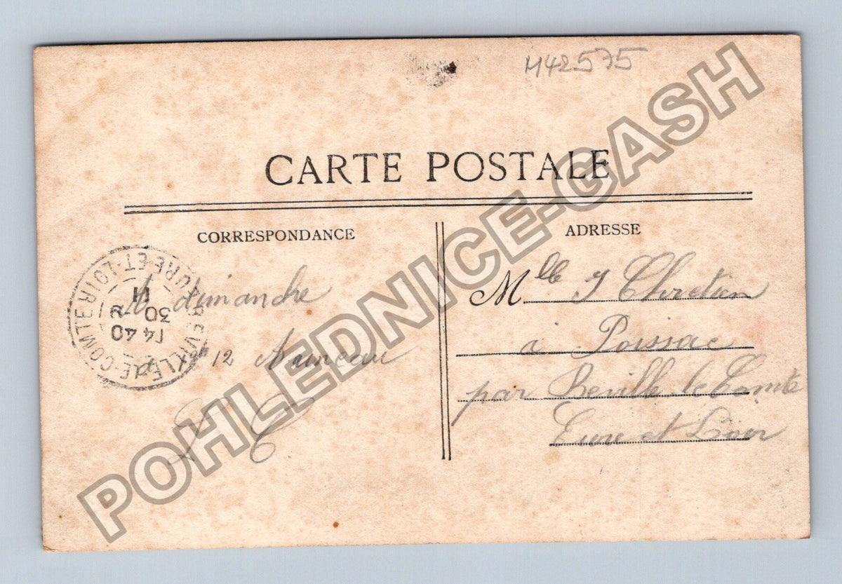 Pohlednice Francie žena s květinami telegram 1918 (M42575)