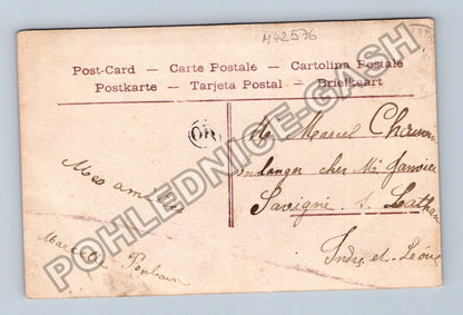 Pohlednice Francie dívka s obilím a květinami Souvenir (M42576)