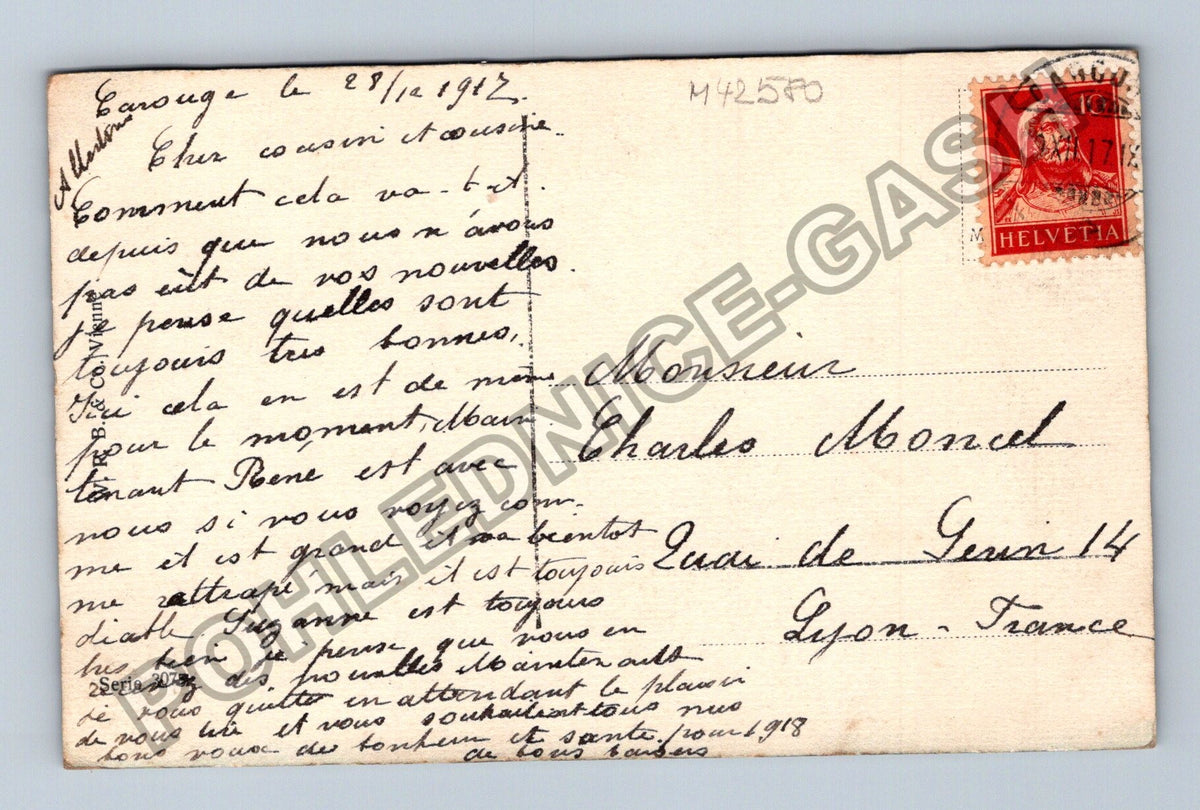 Pohlednice Francie žena s košíkem květin Bonné Année 1912 (M42580)