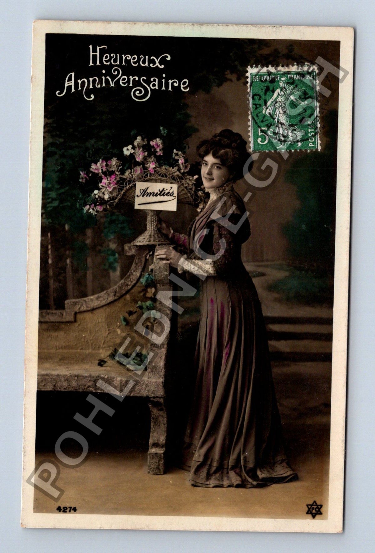 Pohlednice Francie Heureux Anniversaire 1909 (M42591)