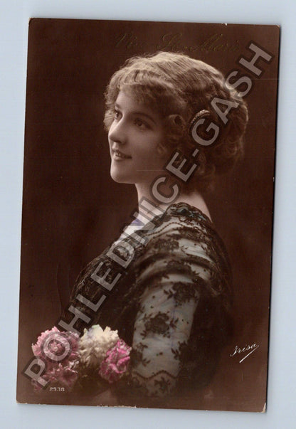 Pohlednice Belgie Brusel portrét ženy s květinami 1914 (M42593)