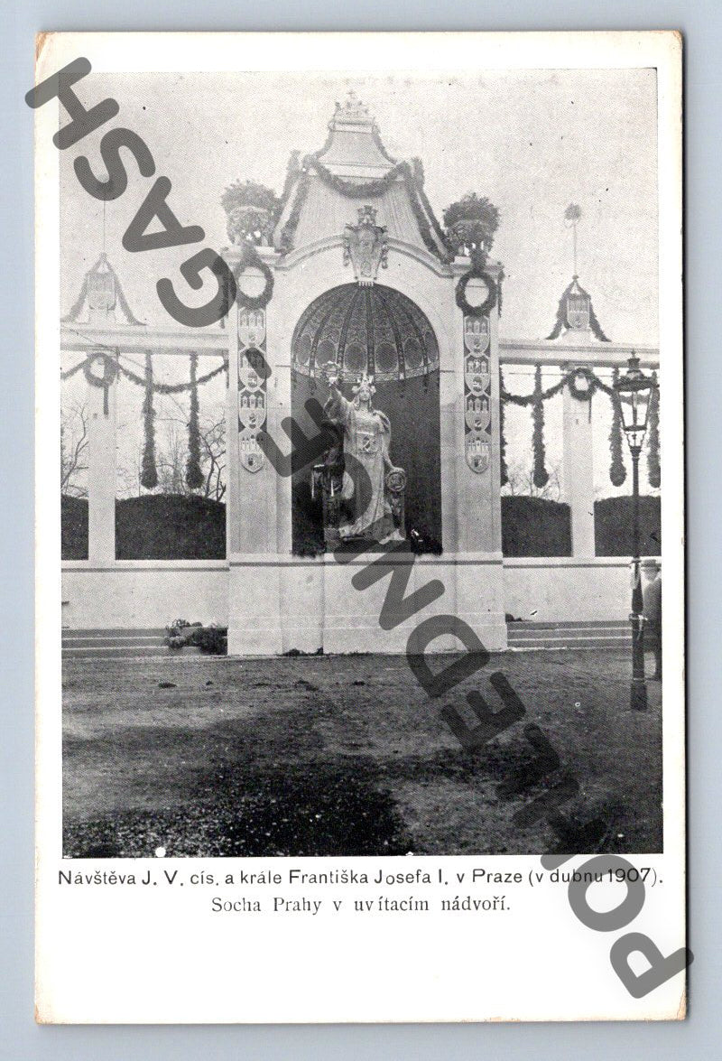 Pohlednice socha Praha návštěva Františka Josefa (M426)