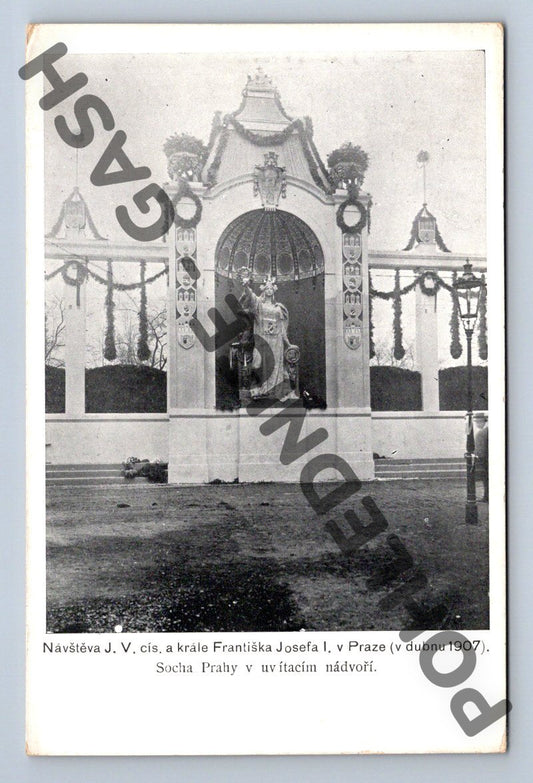 Pohlednice socha Praha návštěva Františka Josefa (M426)