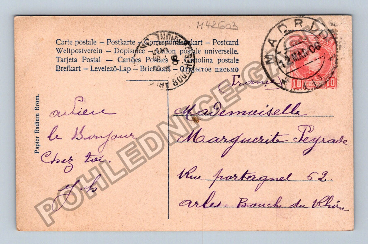 Pohlednice Francie žena s džbánem 1906 (M42603)