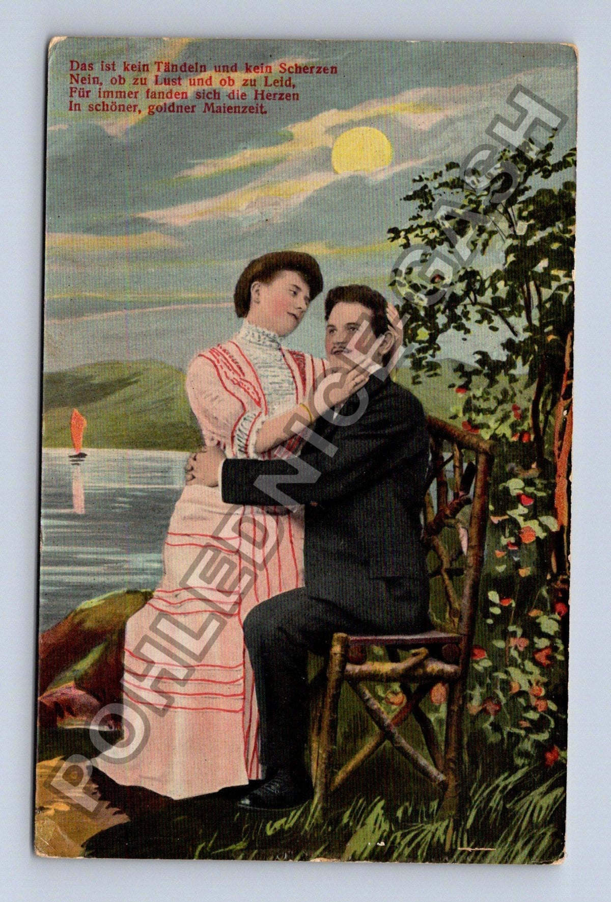 Pohlednice Německo objímající se pár u jezera 1910 (M42617)