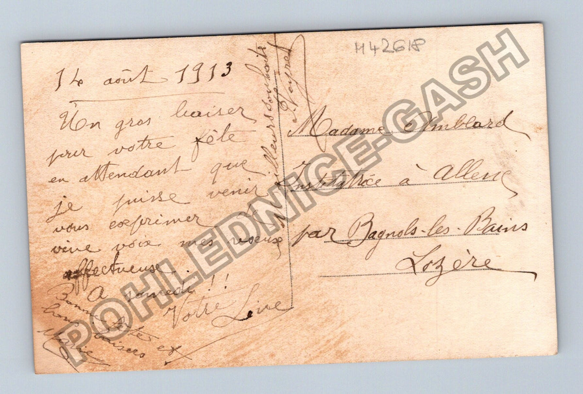 Pohlednice Francie dívka s květinami Bonne Fête 1913 (M42618)