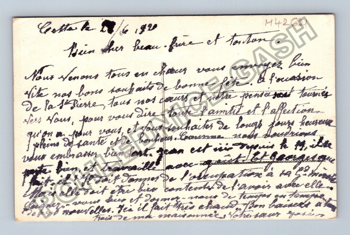 Pohlednice Francie žena s květinami Bonne Fête 1920 (M42621)