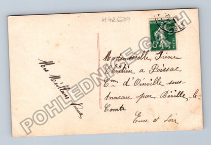 Pohlednice Francie pár s květinami a krajinou 1912 (M42629)