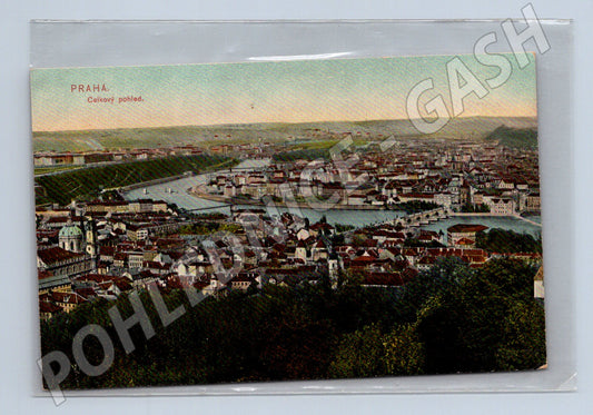 Pohlednice Praha celkový pohled kolorovaná 1907 (M4263)