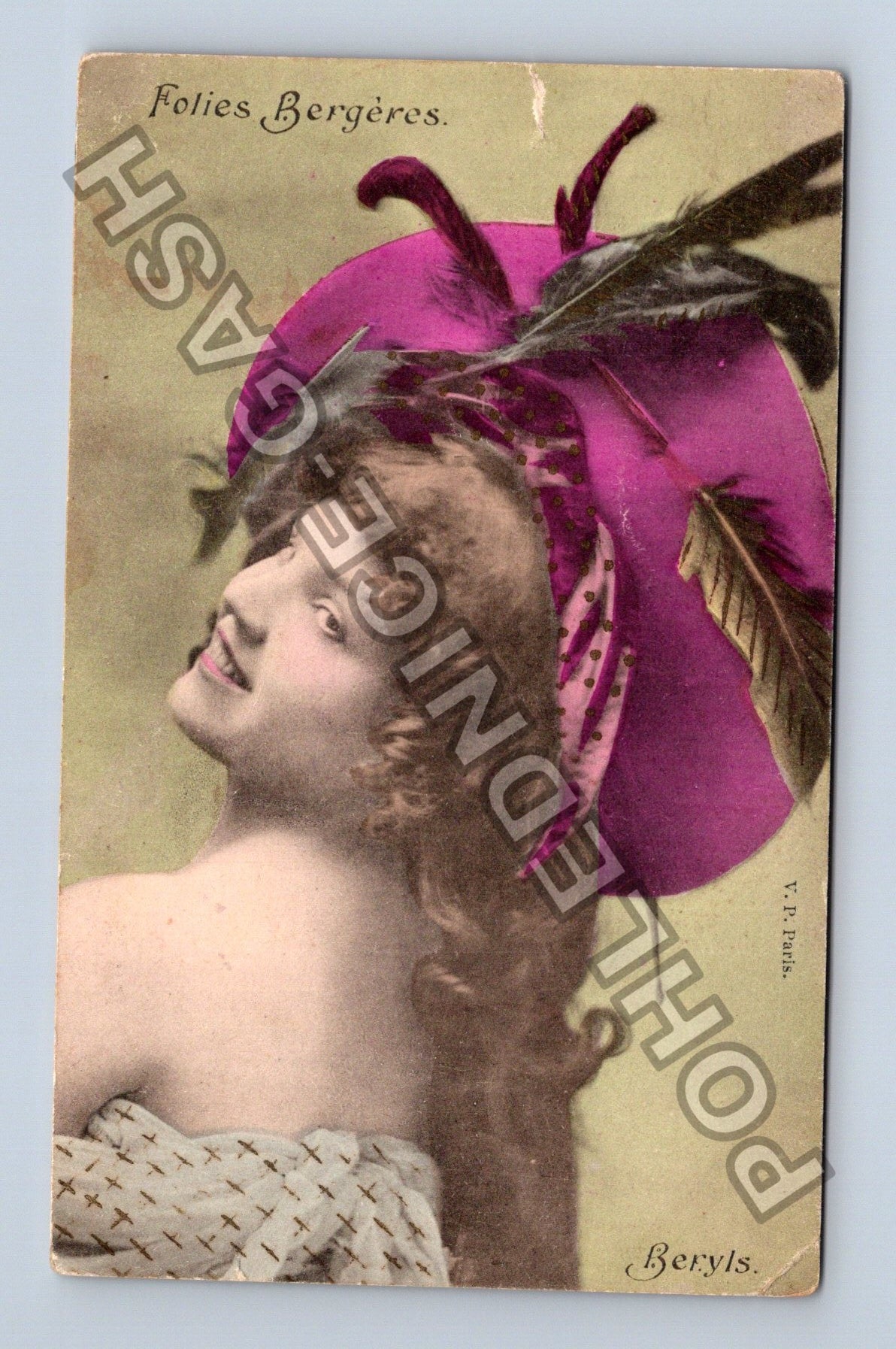 Pohlednice Francie Folies Bergères portrét ženy klobouk (M42638)