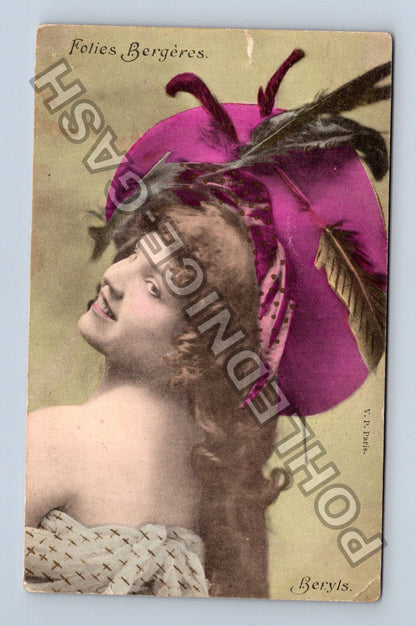 Pohlednice Francie Folies Bergères portrét ženy klobouk (M42638)