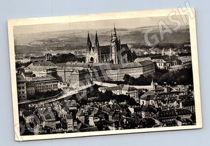 Pohlednice Praha Hradčany černobílý historický motiv (M4265)