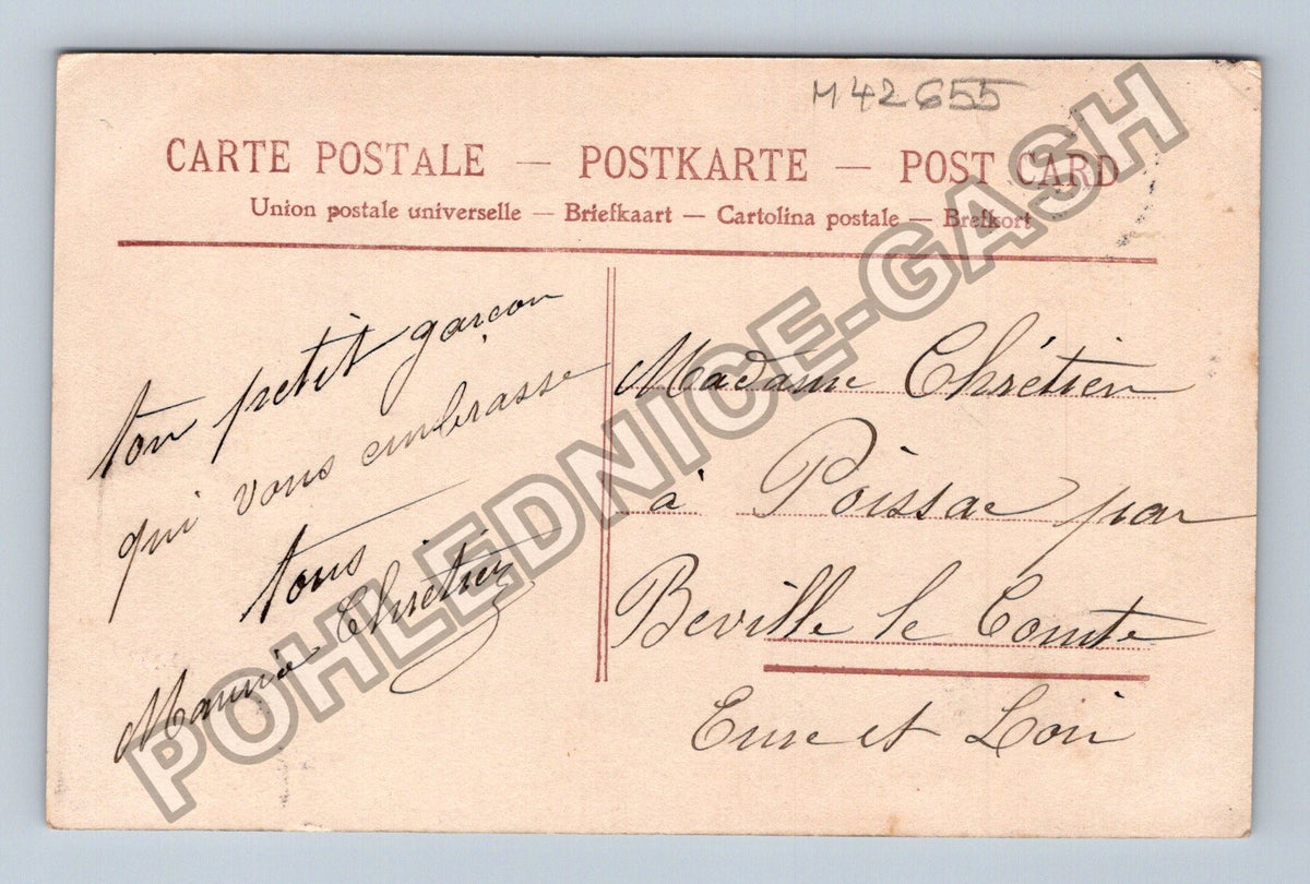 Pohlednice Francie chlapec s květinami (M42655)