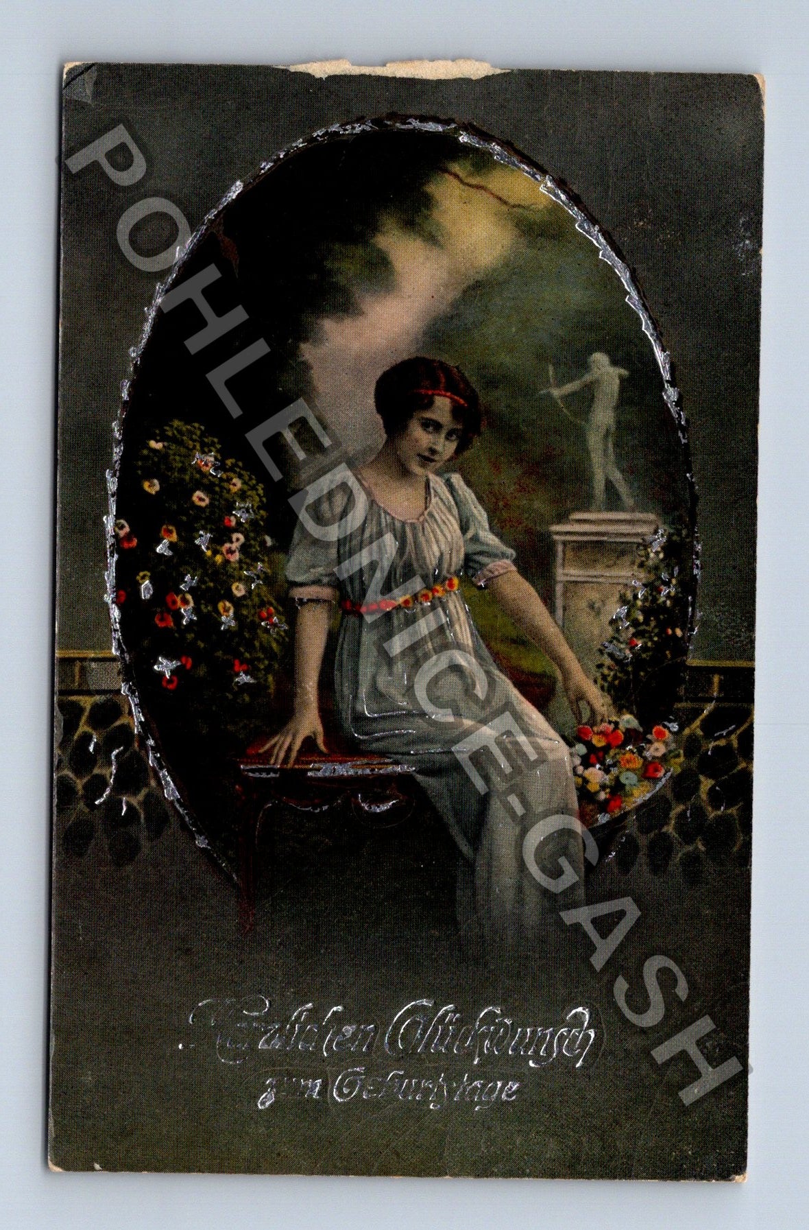 Pohlednice Německo žena v zahradě 1910 (M42657)
