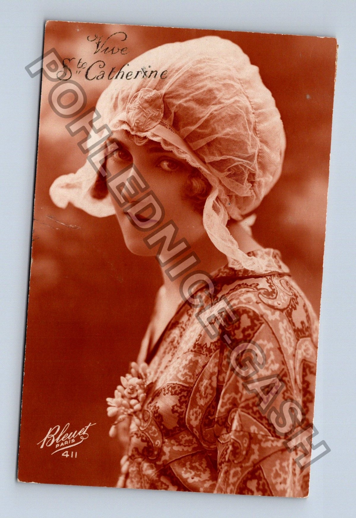 Pohlednice Francie žena v čepci Vive Ste Catherine (M42658)