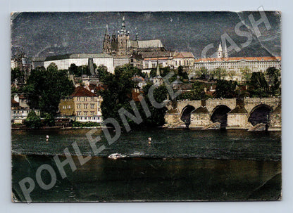 Pohlednice Praha Pražský hrad a Karlův most starý motiv (M4266)
