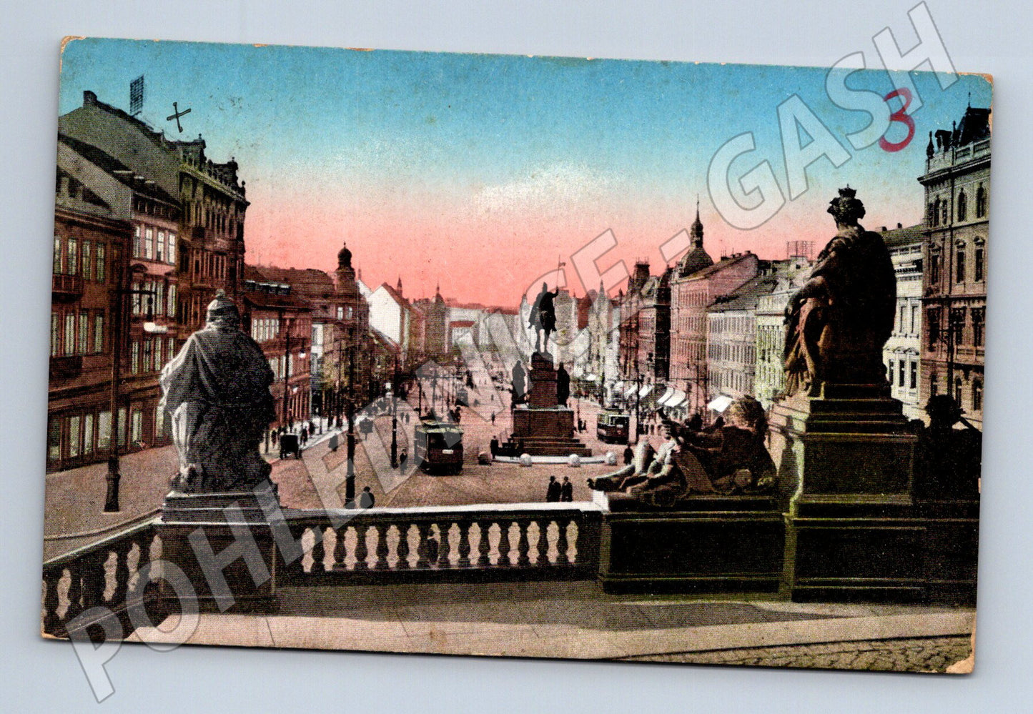 Pohlednice Praha Václavské náměstí kolorovaná RU (M4267)