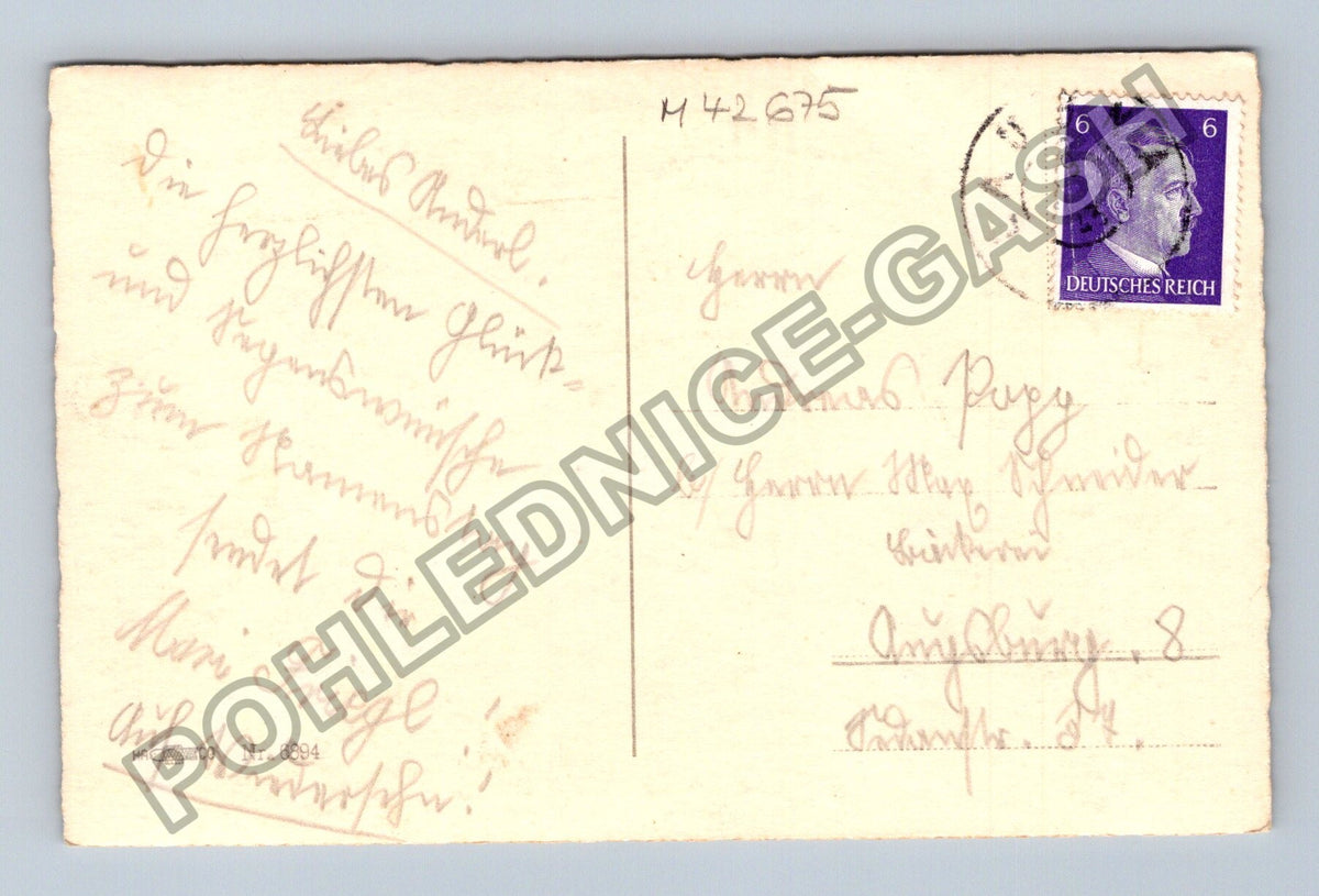 Pohlednice Německo lesní cesta stromy 1937 (M42675)